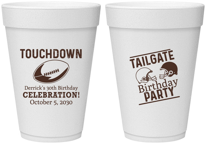 Personalized Birthday 16 oz Foam Cups - 30th Football | 20189