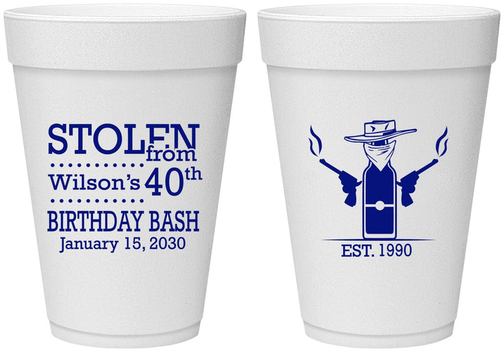 Personalized Birthday 16 oz Foam Cups - 40th | 20193