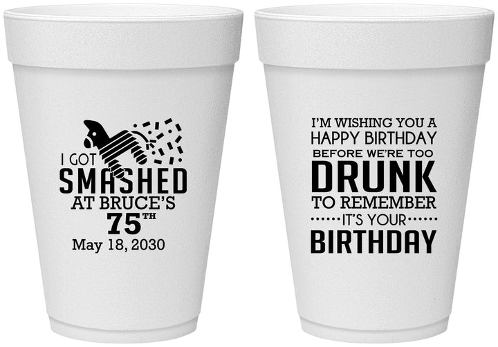 Personalized Birthday 16 oz Foam Cups - 75th | 20195
