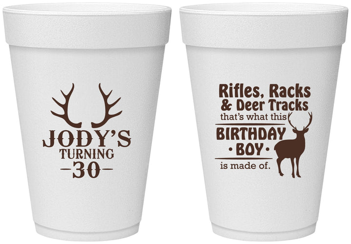 Personalized Birthday 16 oz Foam Cups - 30th Hunting | 20196