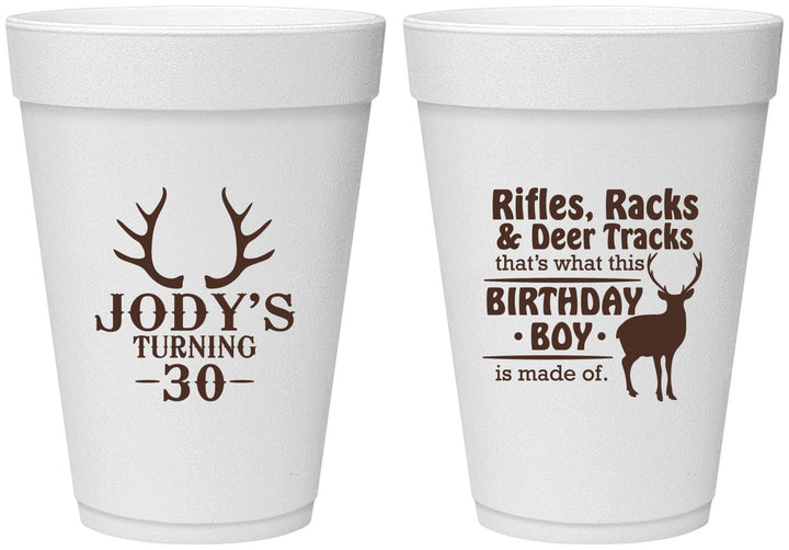 Personalized Birthday 16 oz Foam Cups - 30th Hunting | 20196