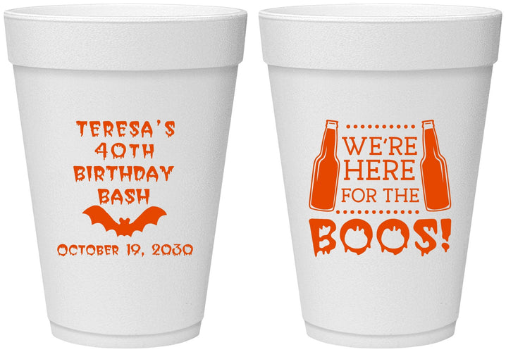 Personalized Birthday 16 oz Foam Cups - 40th Halloween | 20198
