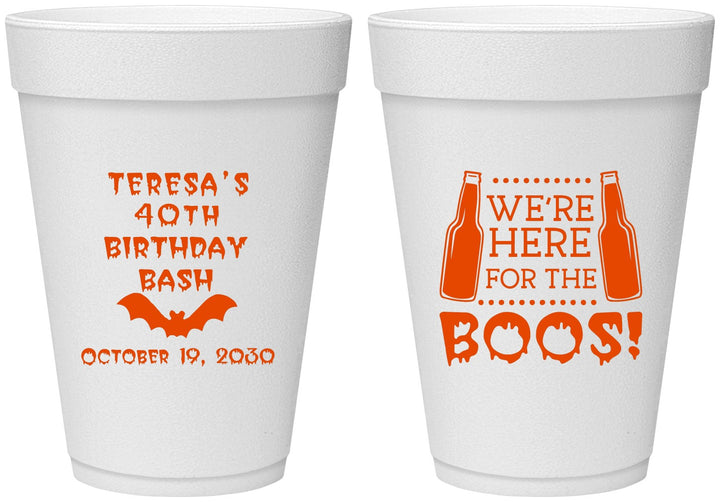 Personalized Birthday 16 oz Foam Cups - 40th Halloween | 20198