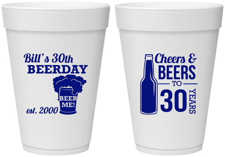 Personalized Birthday 16 oz Foam Cups - 30th | 20215