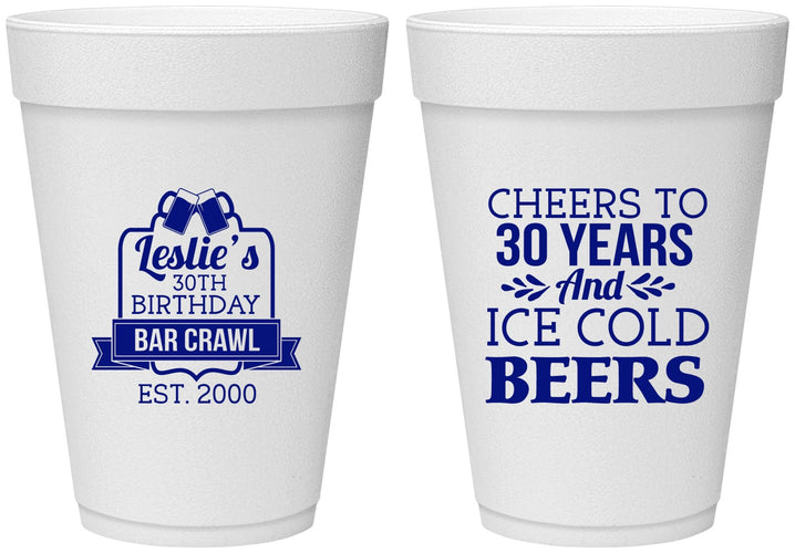 Personalized Birthday 16 oz Foam Cups - 30th | 20218