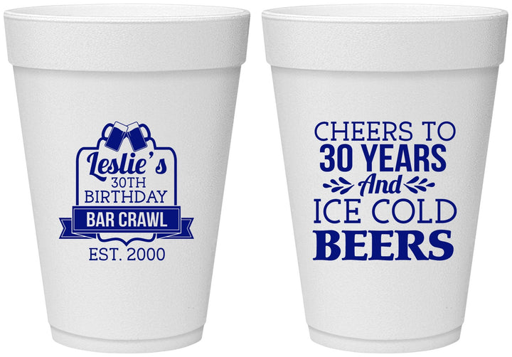 Personalized Birthday 16 oz Foam Cups - 30th | 20218