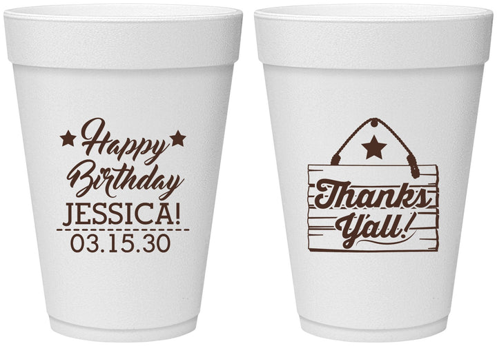 Personalized Birthday 16 oz Foam Cups - Country Farm | 20221
