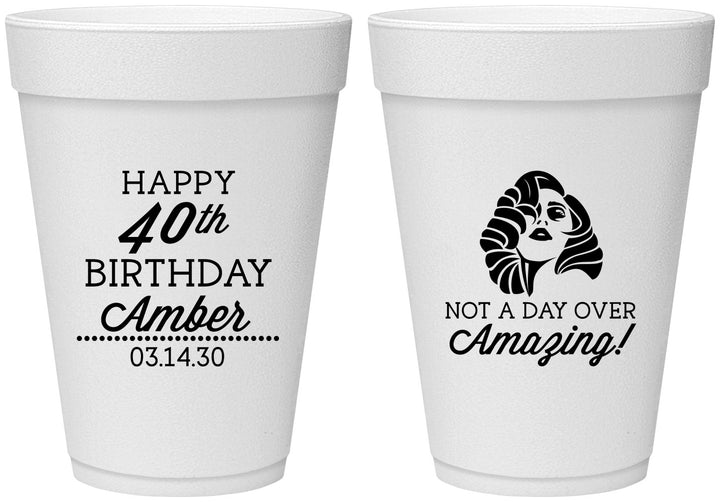 Personalized Birthday 16 oz Foam Cups - 40th | 20222
