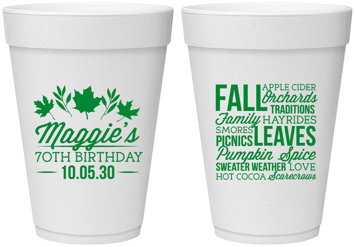 Personalized Birthday 16 oz Foam Cups - 70th Fall | 20228