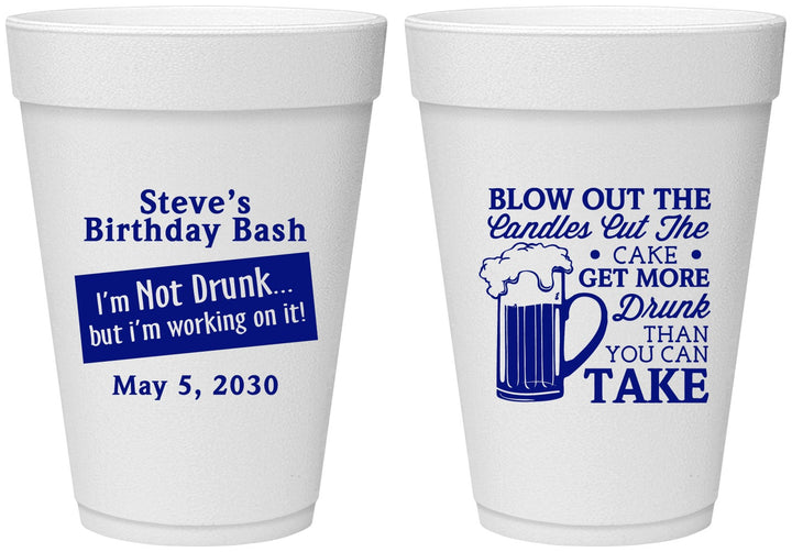 Personalized Birthday 16 oz Foam Cups - Beer Drunk | 20232