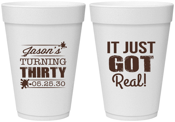 Personalized Birthday 16 oz Foam Cups - 30th | 20235