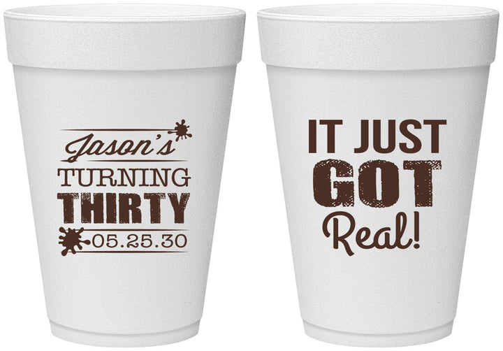 Personalized Birthday 16 oz Foam Cups - 30th | 20235