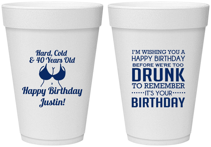 Personalized Birthday 16 oz Foam Cups - 40th | 20237
