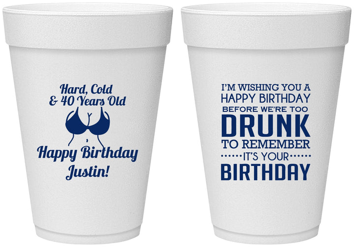 Personalized Birthday 16 oz Foam Cups - 40th | 20237