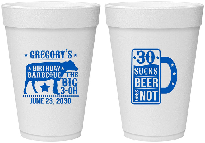 Personalized Birthday 16 oz Foam Cups - 30th | 20248
