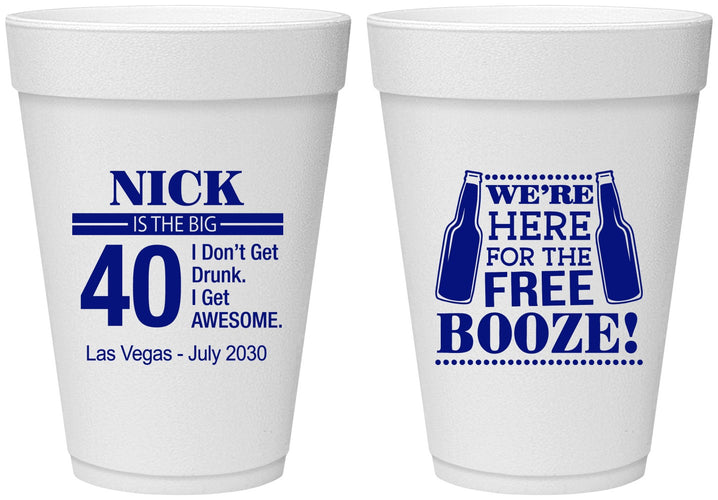 Personalized Birthday 16 oz Foam Cups - 40th | 20249