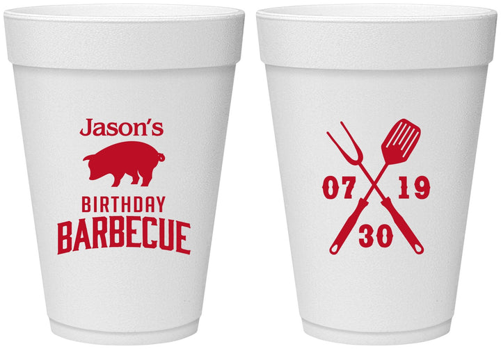 Personalized Birthday 16 oz Foam Cups - Barbeque Bbq | 20253