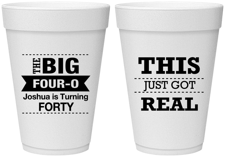 Personalized Birthday 16 oz Foam Cups - 40th | 20254
