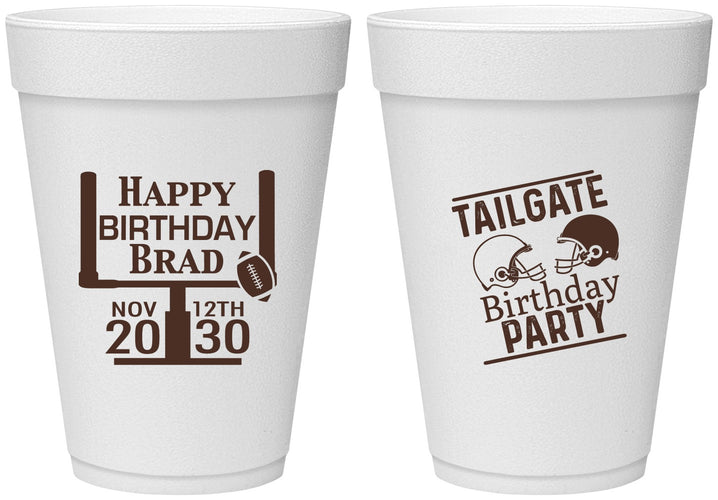 Personalized Birthday 16 oz Foam Cups - Football | 20256