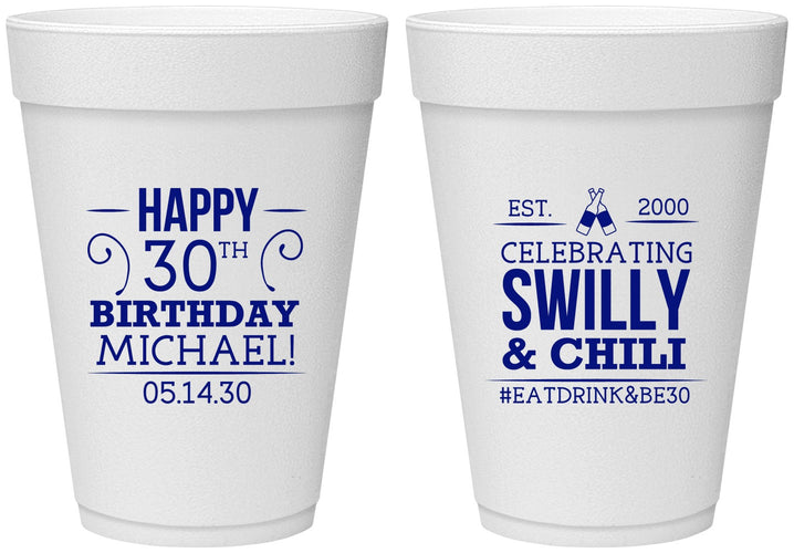 Personalized Birthday 16 oz Foam Cups - 30th | 20257