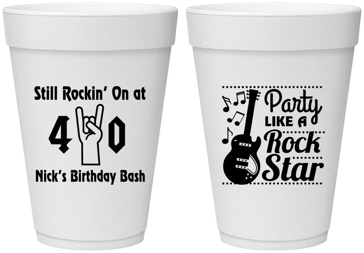 Personalized Birthday 16 oz Foam Cups - 40th Rock Star | 20266