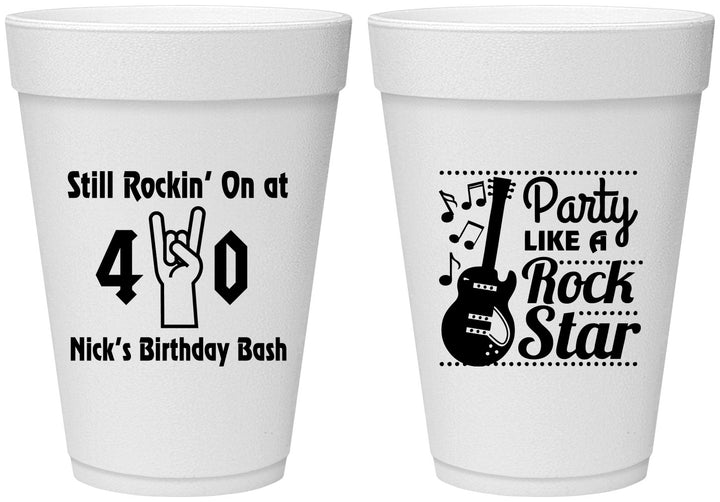 Personalized Birthday 16 oz Foam Cups - 40th Rock Star | 20266