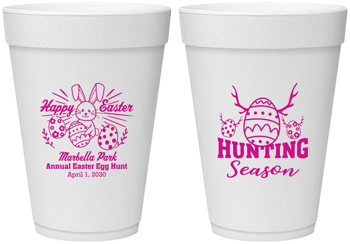 Personalized Easter 16 oz Foam Cups - Bunny Egg Hunt | 210003