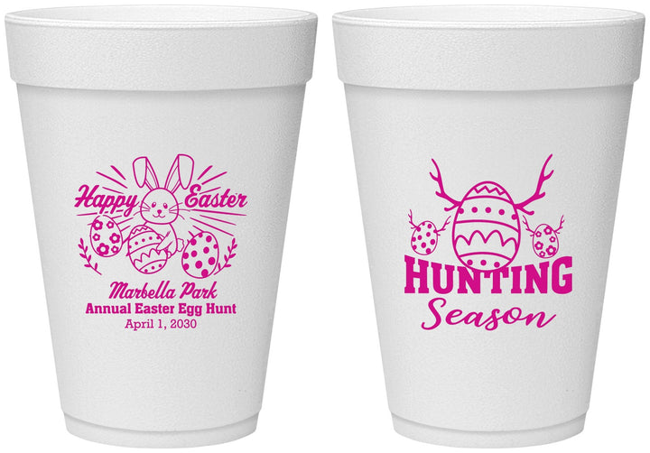 Personalized Easter 16 oz Foam Cups - Bunny Egg Hunt | 210003