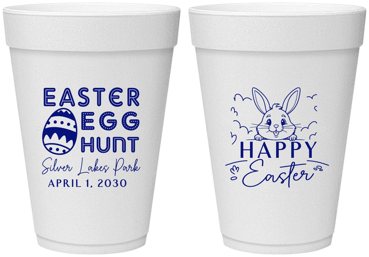 Personalized Easter 16 oz Foam Cups - Egg Hunt Bunny | 210005
