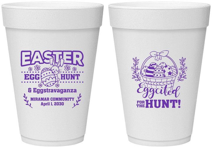 Personalized Easter 16 oz Foam Cups - Eggcited For Hunt Bunny | 210006