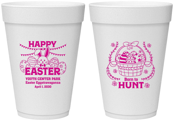 Personalized Easter 16 oz Foam Cups - Born To Hunt Bunny | 210007