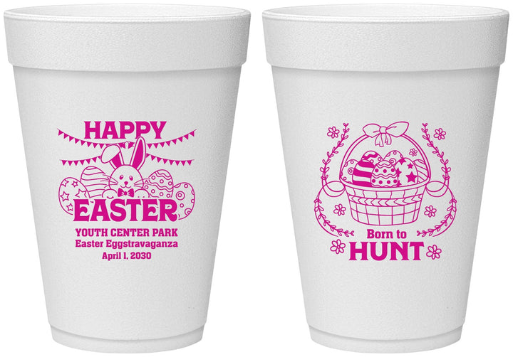 Personalized Easter 16 oz Foam Cups - Born To Hunt Bunny | 210007