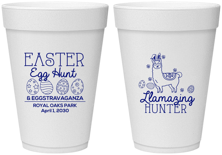 Personalized Easter 16 oz Foam Cups - Llama Eggs | 210009