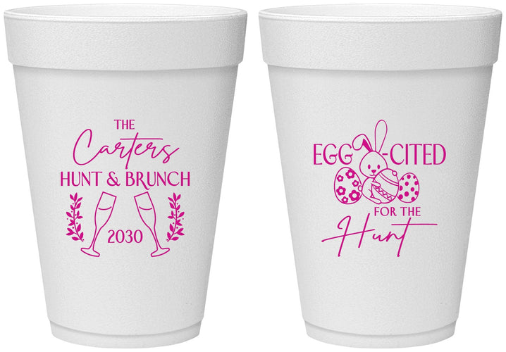 Personalized Easter 16 oz Foam Cups - Eggcited For Hunt Bunny | 210011