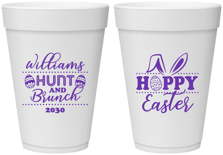 Personalized Easter 16 oz Foam Cups - Hoppy Bunny Eggs | 210012