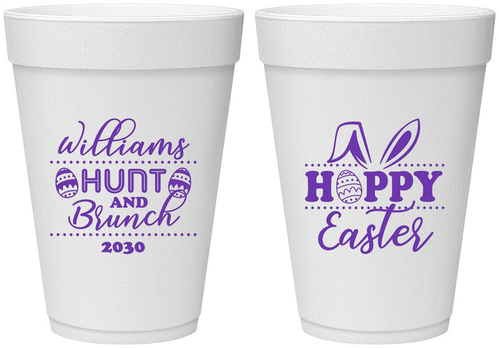 Personalized Easter 16 oz Foam Cups - Hoppy Bunny Eggs | 210012