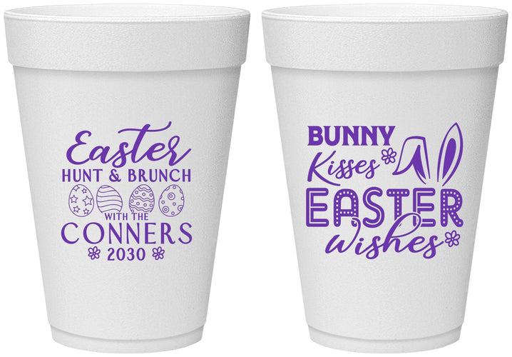 Personalized Easter 16 oz Foam Cups - Bunny Kisses Eggs | 210014