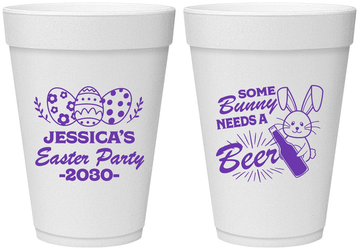 Personalized Easter 16 oz Foam Cups - Bunny Needs A Beer | 210018