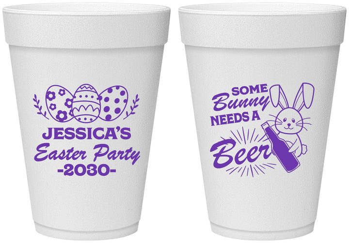 Personalized Easter 16 oz Foam Cups - Bunny Needs A Beer | 210018