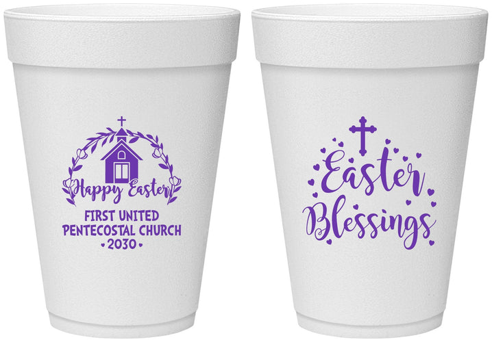 Personalized Easter 16 oz Foam Cups - Easter Blessings Church | 210024