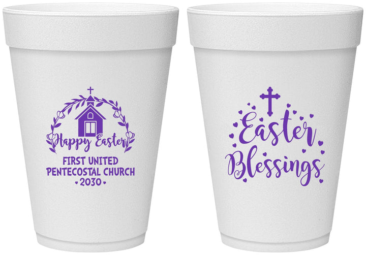 Personalized Easter 16 oz Foam Cups - Easter Blessings Church | 210024