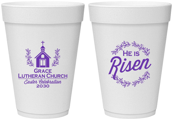 Personalized Easter 16 oz Foam Cups - He Is Risen | 210026