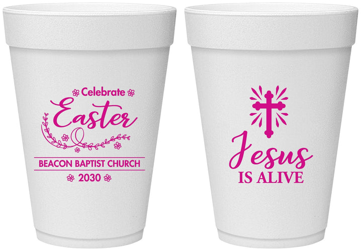 Personalized Easter 16 oz Foam Cups - Jesus Is Alive | 210027