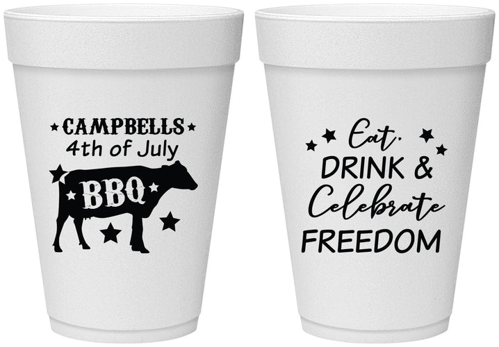 Personalized 4th Of July 16 oz Foam Cups - Eat Drink Freedom | 220000