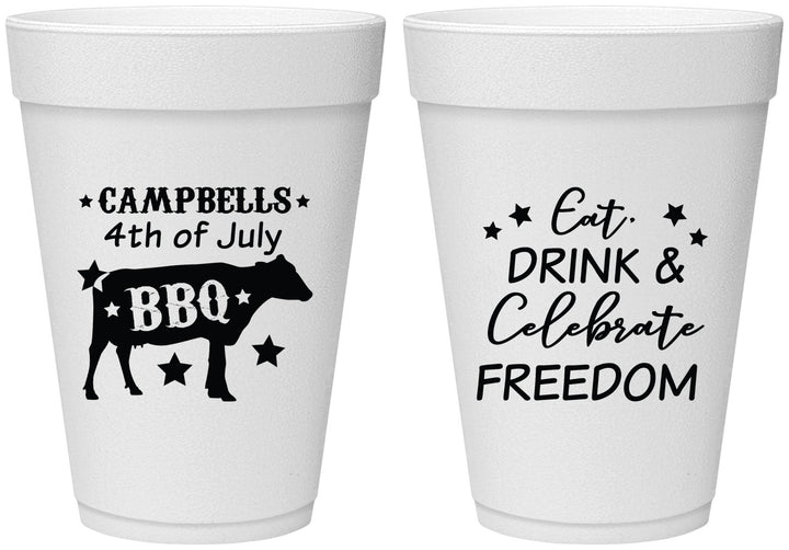 Personalized 4th Of July 16 oz Foam Cups - Eat Drink Freedom | 220000