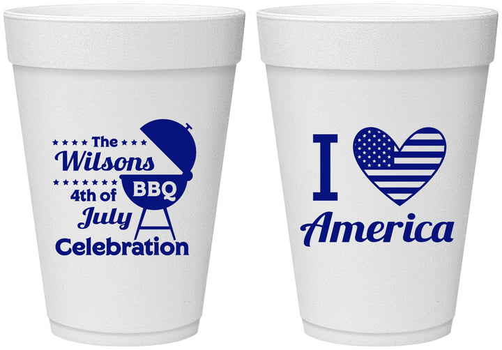 Personalized 4th Of July 16 oz Foam Cups - Barbecue Bbq | 220007