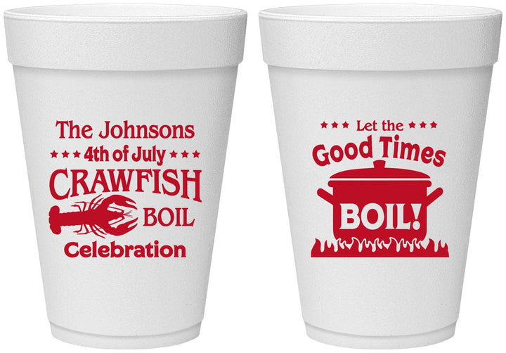 Personalized 4th Of July 16 oz Foam Cups - Crawfish Boil | 220010