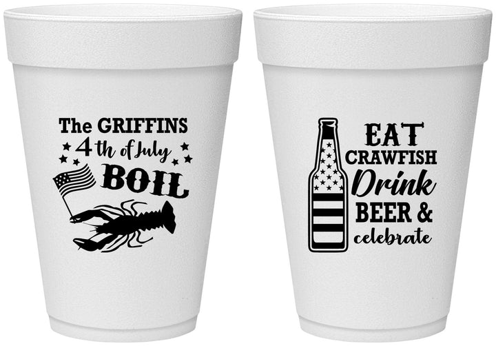 Personalized 4th Of July 16 oz Foam Cups - Crawfish Boil | 220012