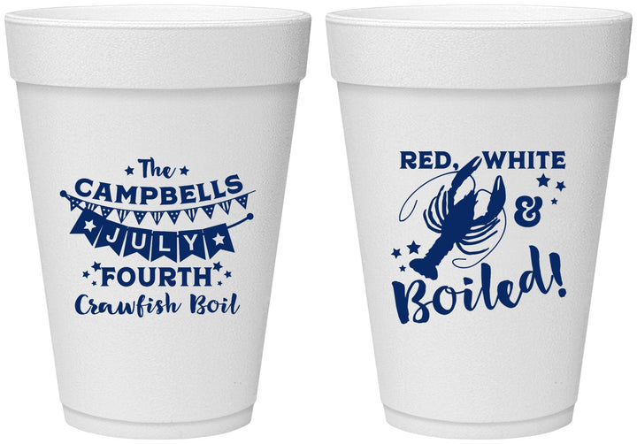 Personalized 4th Of July 16 oz Foam Cups - Crawfish Boil | 220013