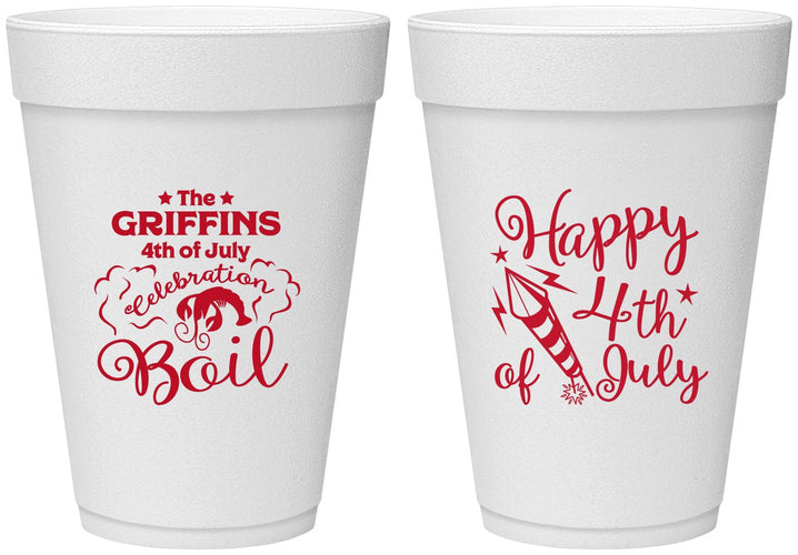 Personalized 4th Of July 16 oz Foam Cups - Crawfish Boil | 220018